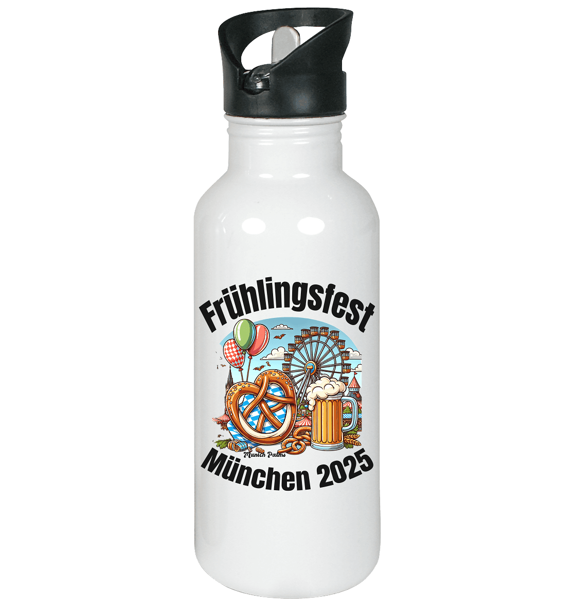 Frühlingsfest München 2025: Munich Palms Design - Edelstahl-Trinkflasche - Online Kaufhaus München