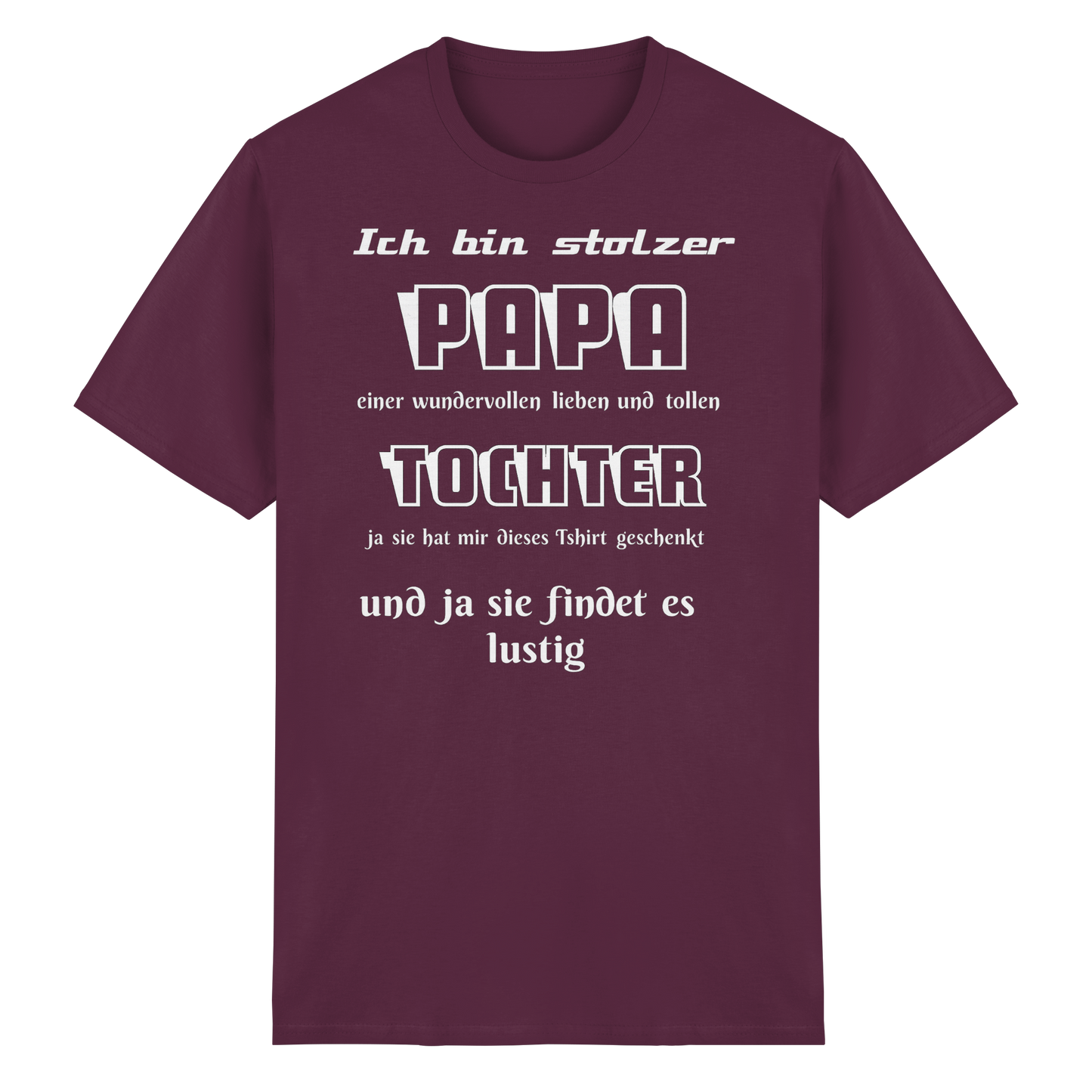 Unisex Heavy Cotton T-Shirt in Rot mit "Ich bin stolzer Papa einer wundervollen Tochter" Aufdruck, hochwertiges Baumwollshirt.
