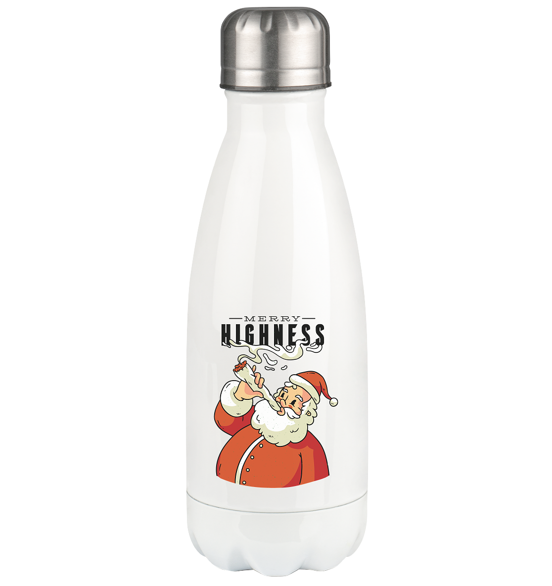 Ein weihnachtliches Motiv mit einem kiffenden Weihnachtsmann Nikolaus Merry Highness - Thermoflasche 350ml