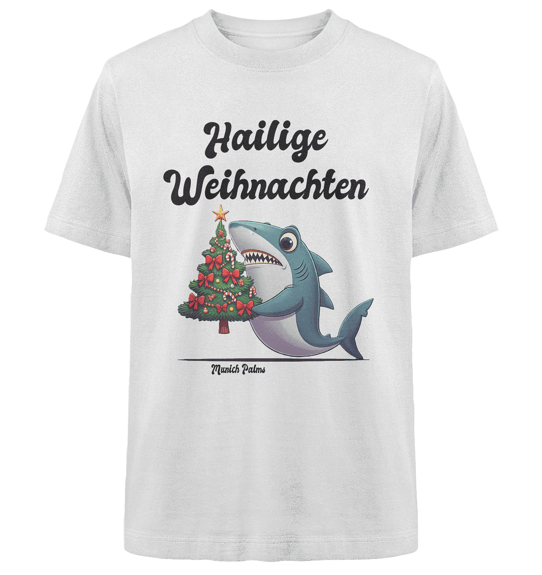 Hailige Weihnachten Haifisch mit Christbaum Design Munich Palms - Heavy Oversized Organic Shirt - Online Kaufhaus München