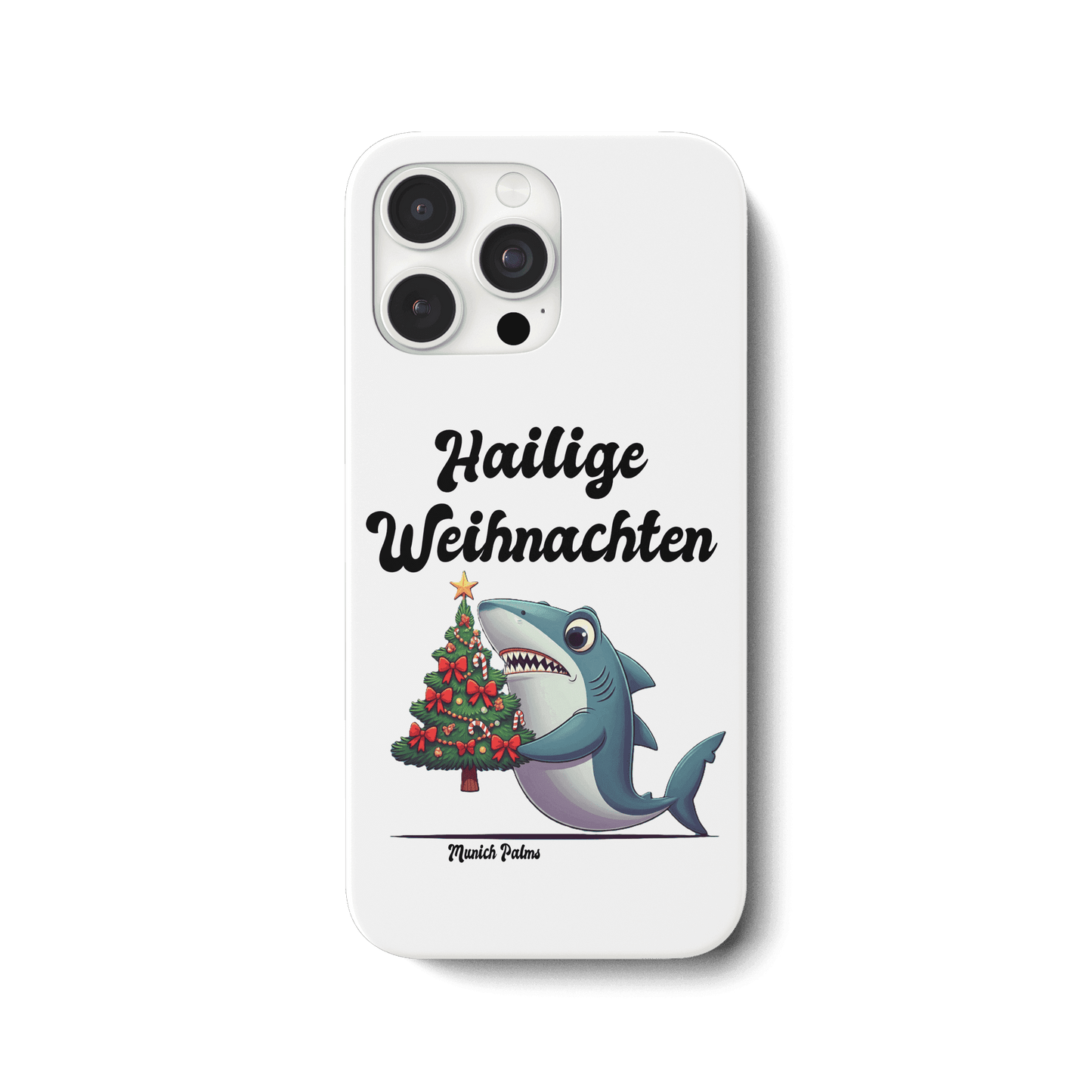 Hailige Weihnachten Haifisch mit Christbaum Design Munich Palms - iPhone 15 Pro Max Handyhülle - Online Kaufhaus München
