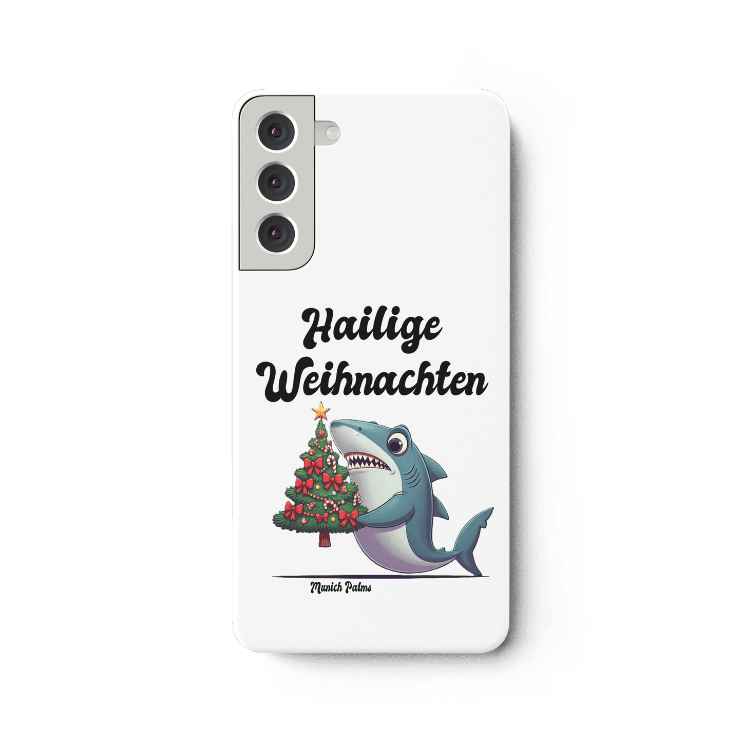 Hailige Weihnachten Haifisch mit Christbaum Design Munich Palms - Samsung Galaxy S22 Plus Handyhülle - Online Kaufhaus München