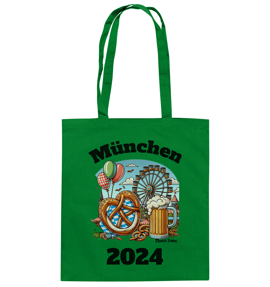 München 2024 mit Volksfest ,Frühlingsfest,Kirmes,Oktoberfest -Design Munich Palms -auch mit dem Namen Deiner Stadt - Baumwolltasche - Online Kaufhaus München