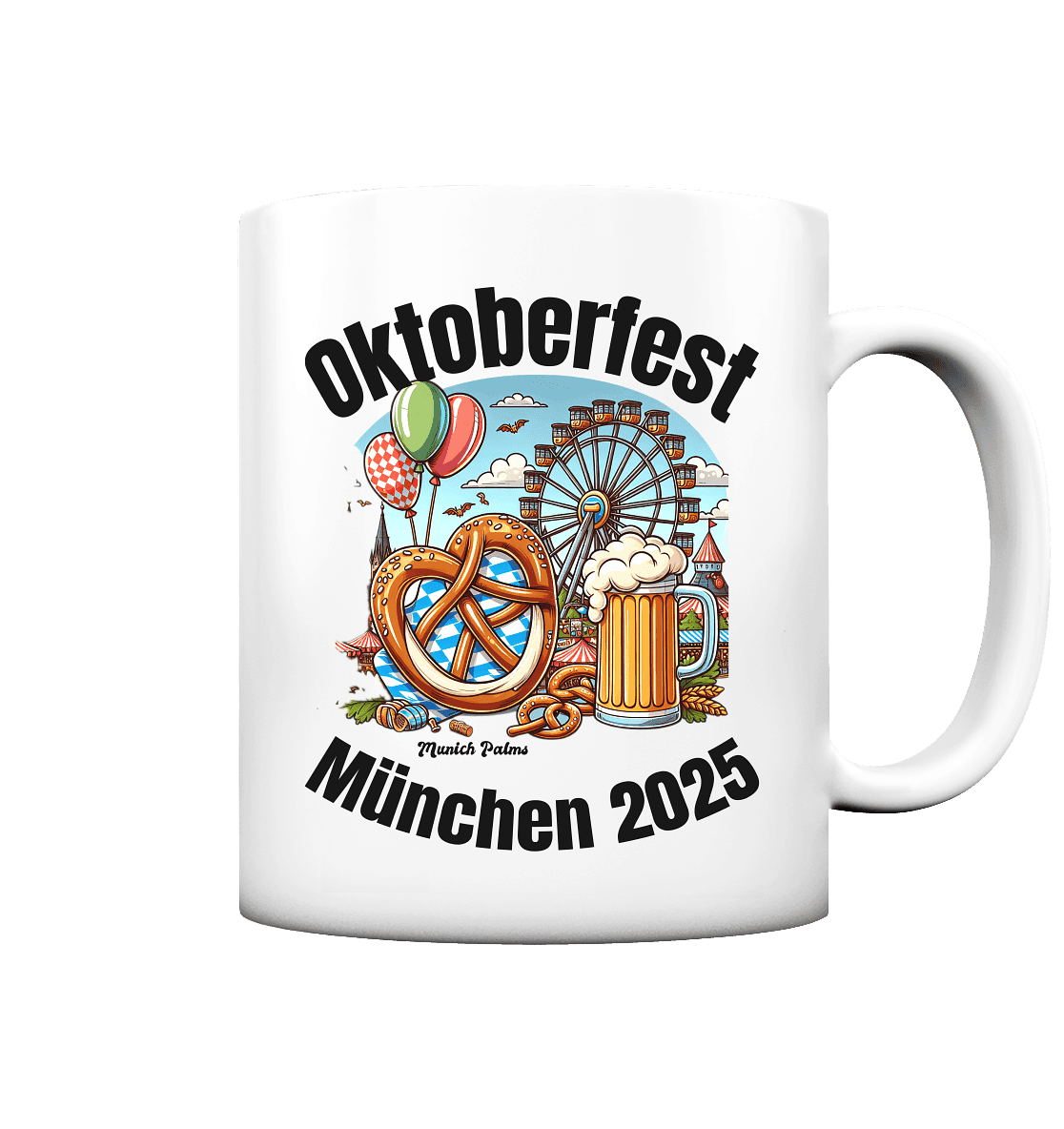 Oktoberfest München 2025 : Munich Palms Design - Tasse matt - Online Kaufhaus München