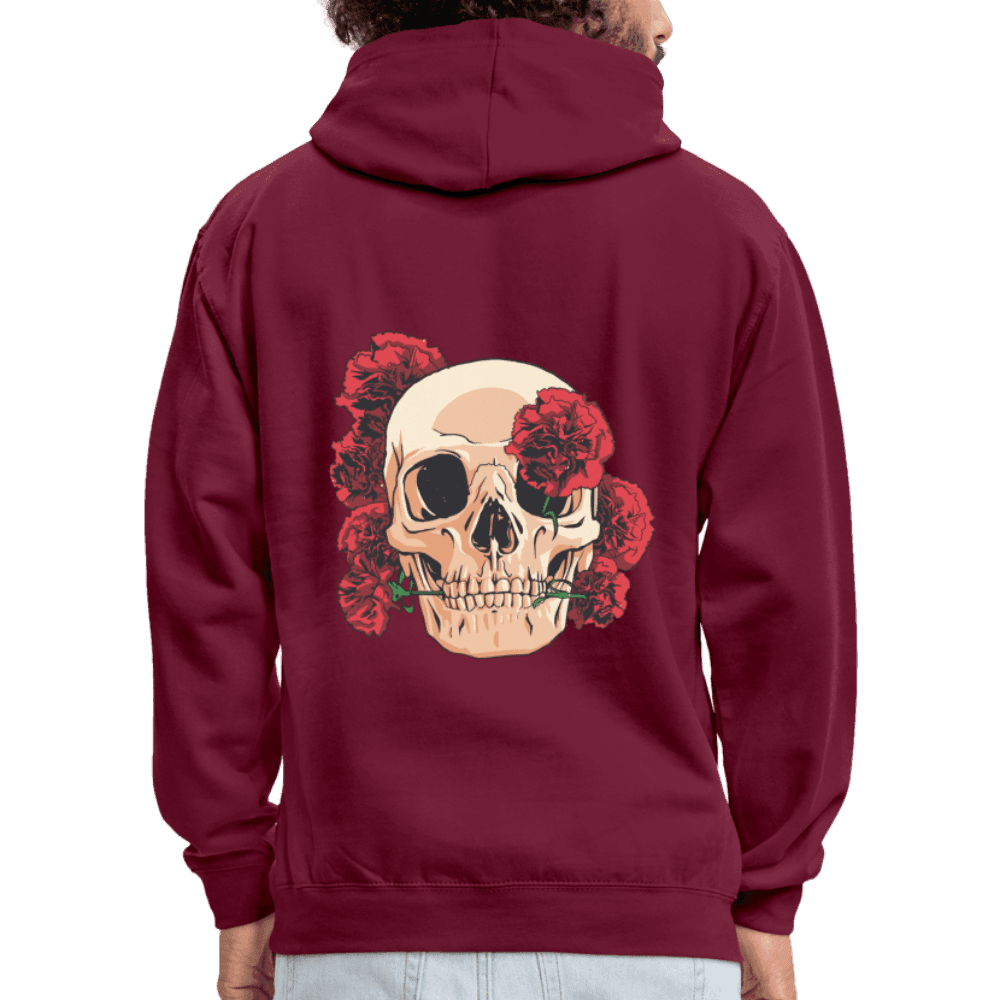 Herren - Männer Kontrast-Hoodie Totenkopf mit Rosen Design - Online Kaufhaus München