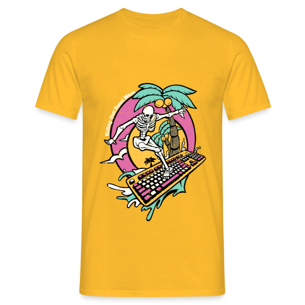 Herren - Männer T-Shirt Surfer Skelett auf Tastatur - Online Kaufhaus München