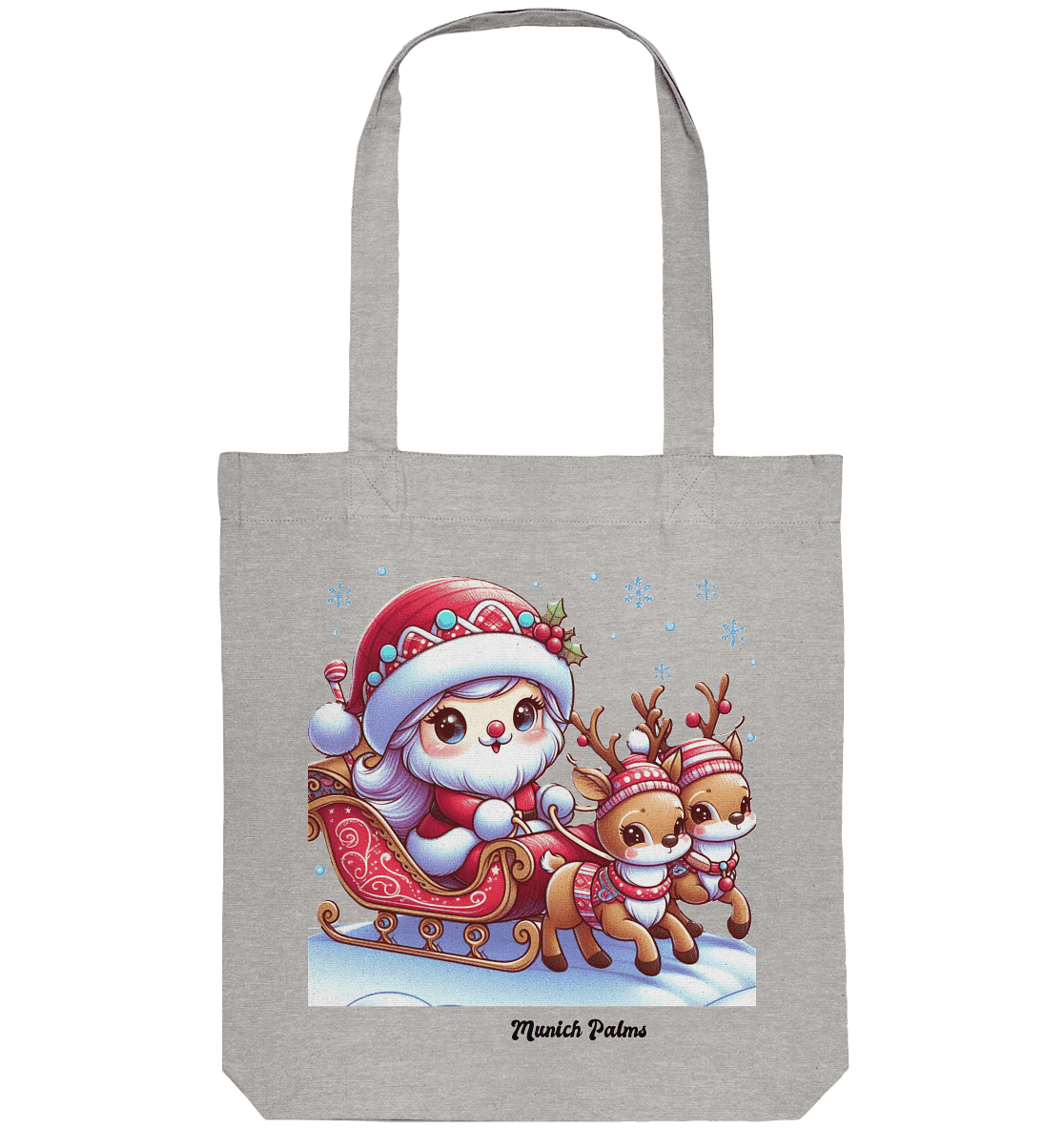 Weihnachten Nikolaus weiblich mit lieblichen Rentieren ,Design Munich Palms - Organic Tote-Bag - Online Kaufhaus München