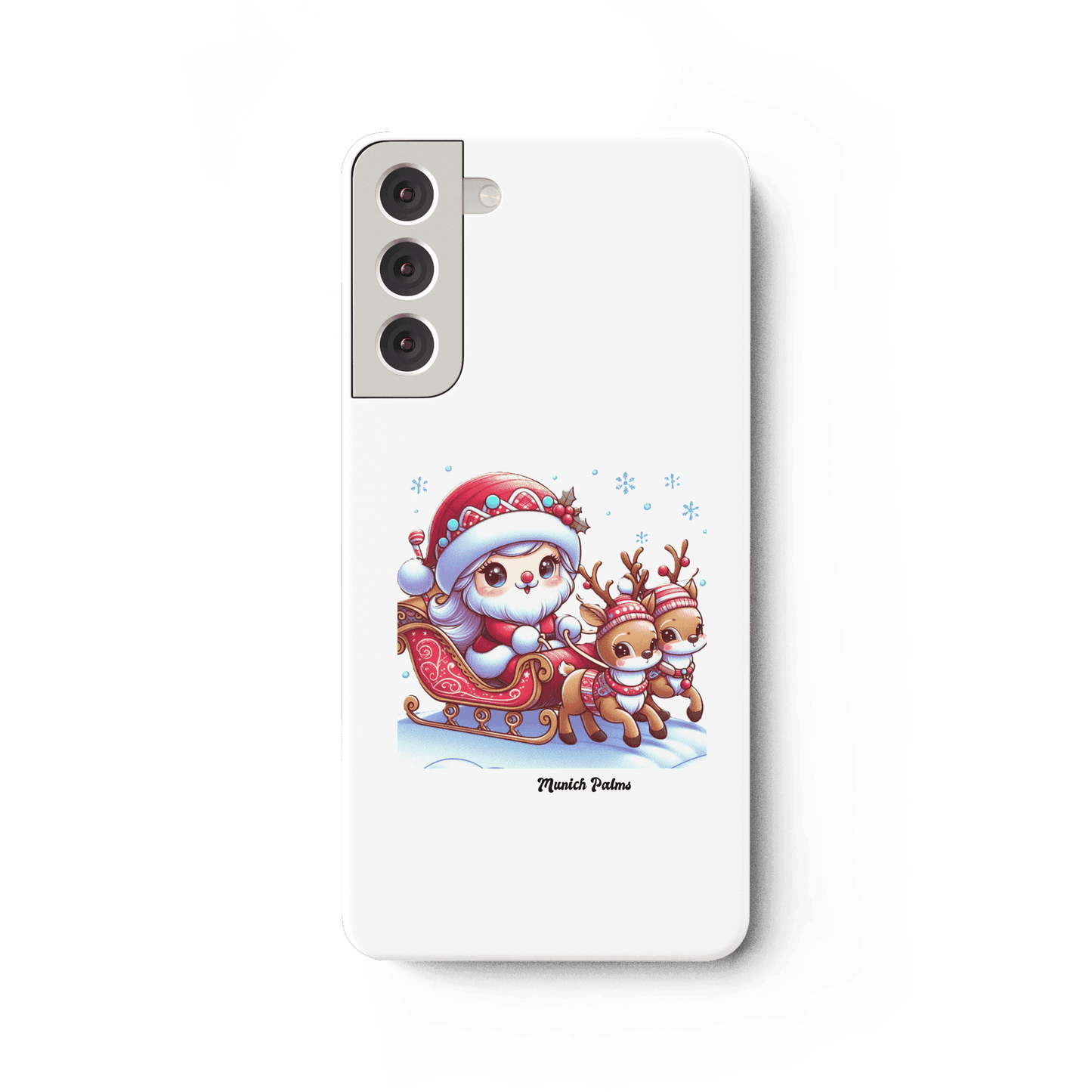 Weihnachten Nikolaus weiblich mit lieblichen Rentieren ,Design Munich Palms - Samsung Galaxy S22 Plus Handyhülle - Online Kaufhaus München