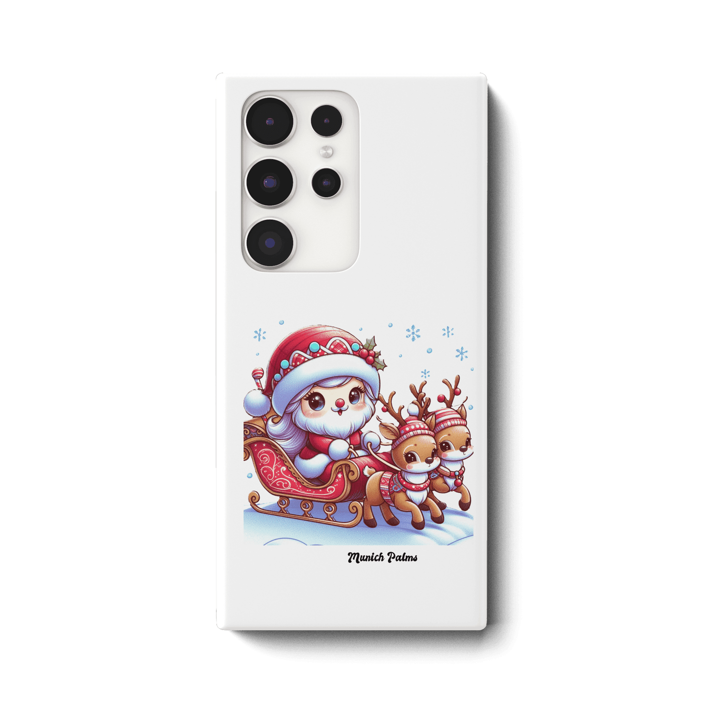 Weihnachten Nikolaus weiblich mit lieblichen Rentieren ,Design Munich Palms - Samsung Galaxy S23 Ultra Handyhülle - Online Kaufhaus München