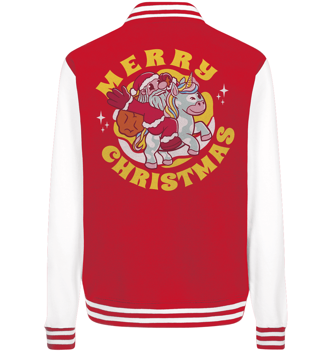 Nikolaus auf Einhorn reitend , Santa Claus Unicorn ,Merry Christmas - College Jacket - Online Kaufhaus München