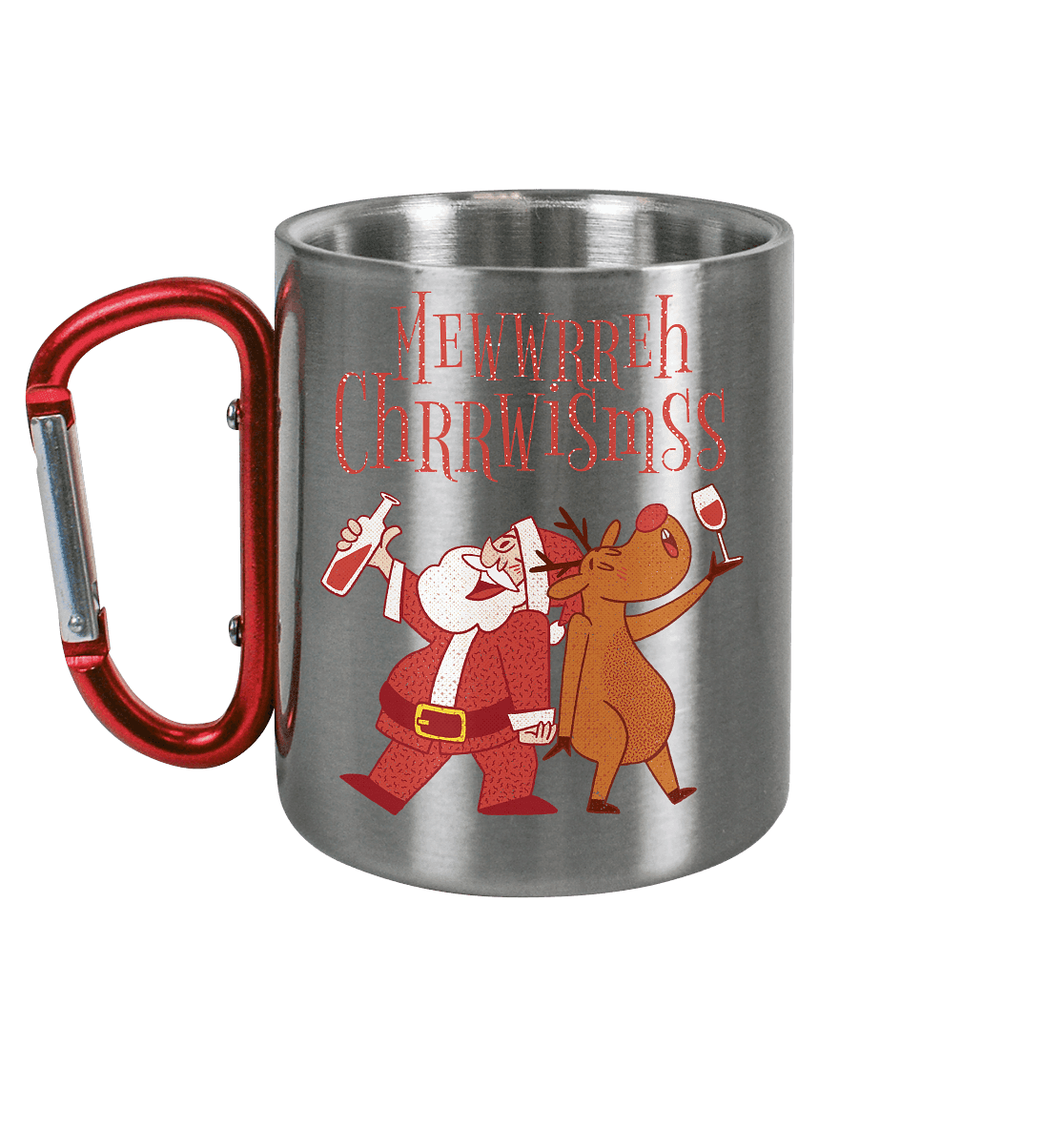 Betrunkerner Nikolaus mit Rentier - Edelstahl Tasse - Online Kaufhaus München
