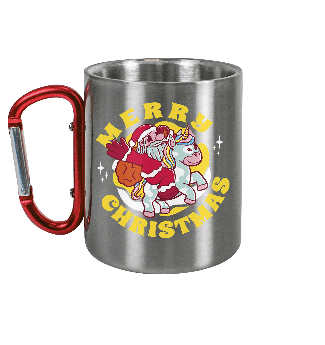 Nikolaus auf Einhorn reitend , Santa Claus Unicorn ,Merry Christmas - Edelstahl Tasse - Online Kaufhaus München