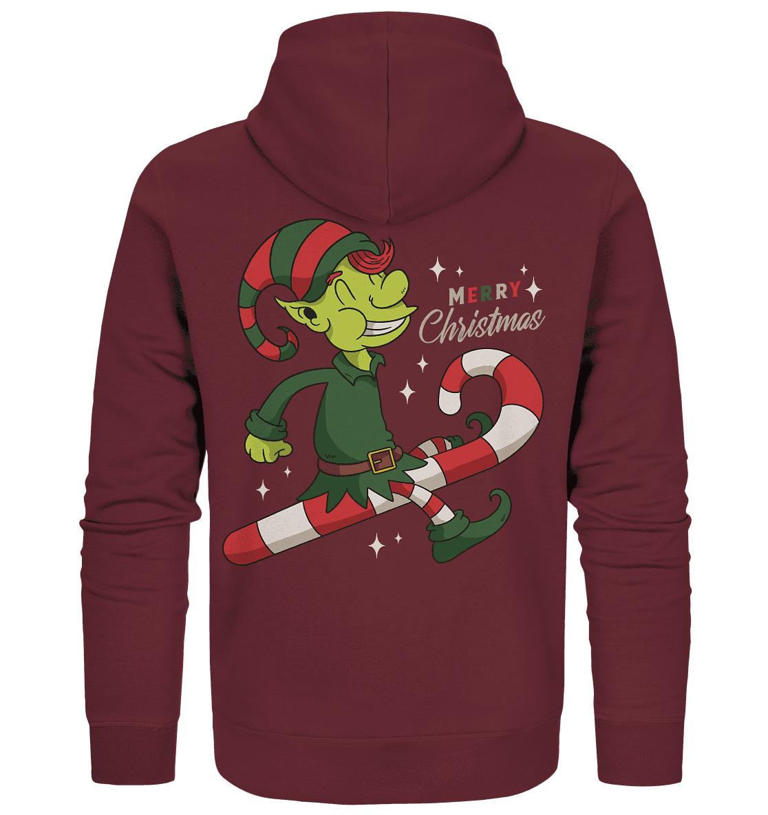 Weihnacht Design Netter Weihnachtself mit Zuckerstange Merry Christmas - Organic Zipper - Online Kaufhaus München