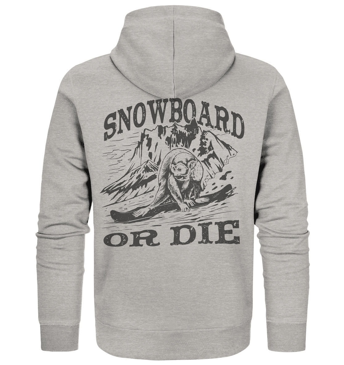 Snowboard or Die , Affe auf einem Snowboard - Organic Zipper - Online Kaufhaus München