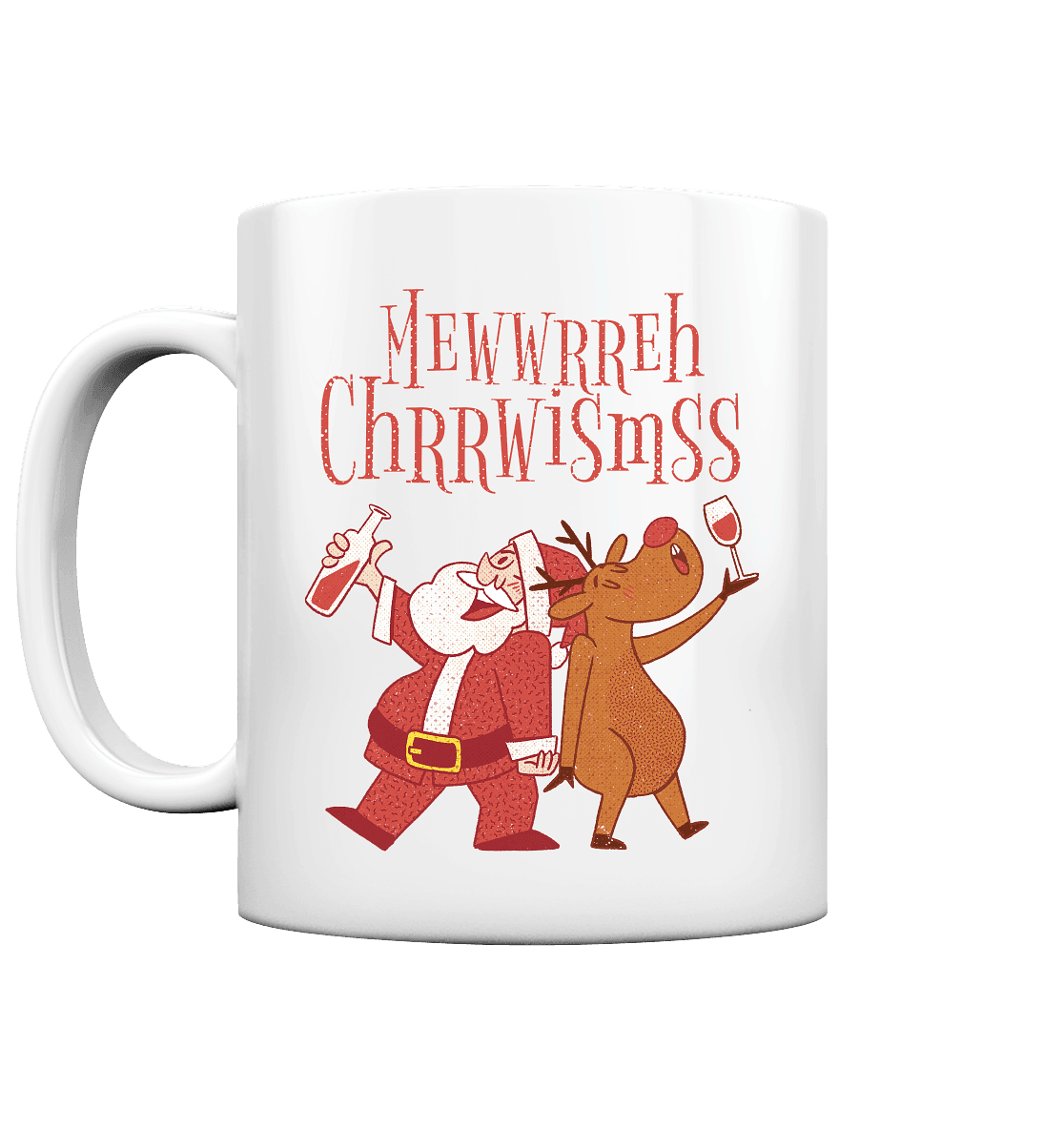 Betrunkerner Nikolaus mit Rentier - Tasse glossy - Online Kaufhaus München
