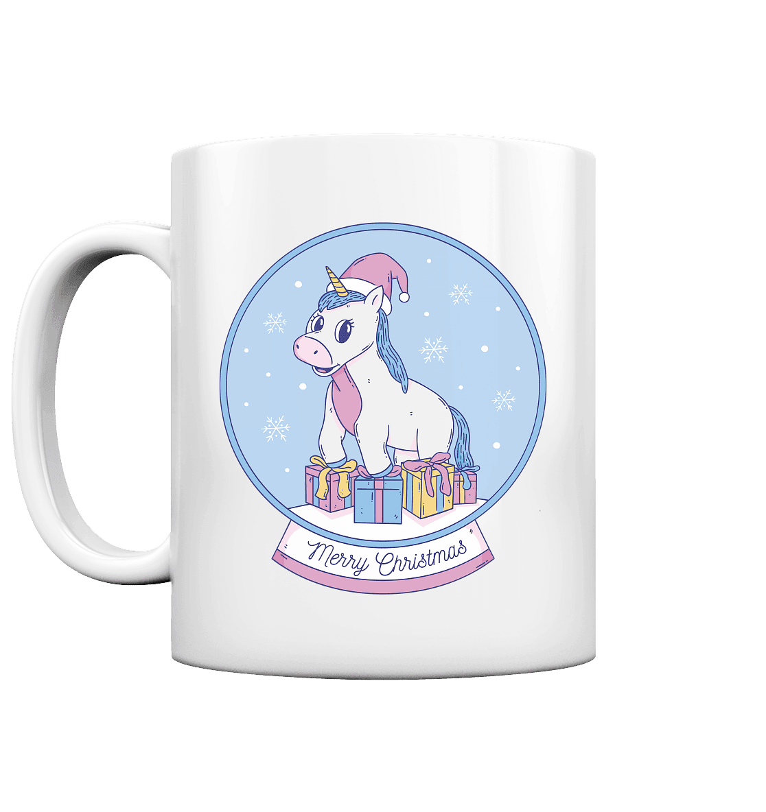 Weihnachten , Weihnachtskugel mit Einhorn , Unicorn Merry Christmas - Tasse glossy - Online Kaufhaus München