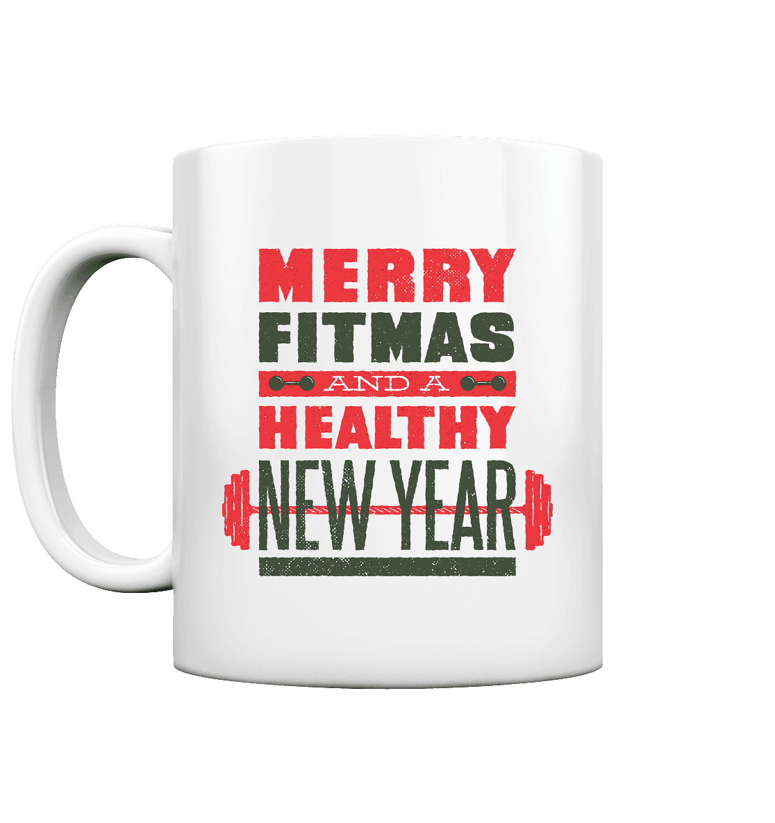 Weihnachtliches Design, Gym, Merry Fitmas and a Healthy New Year - Tasse glossy - Online Kaufhaus München