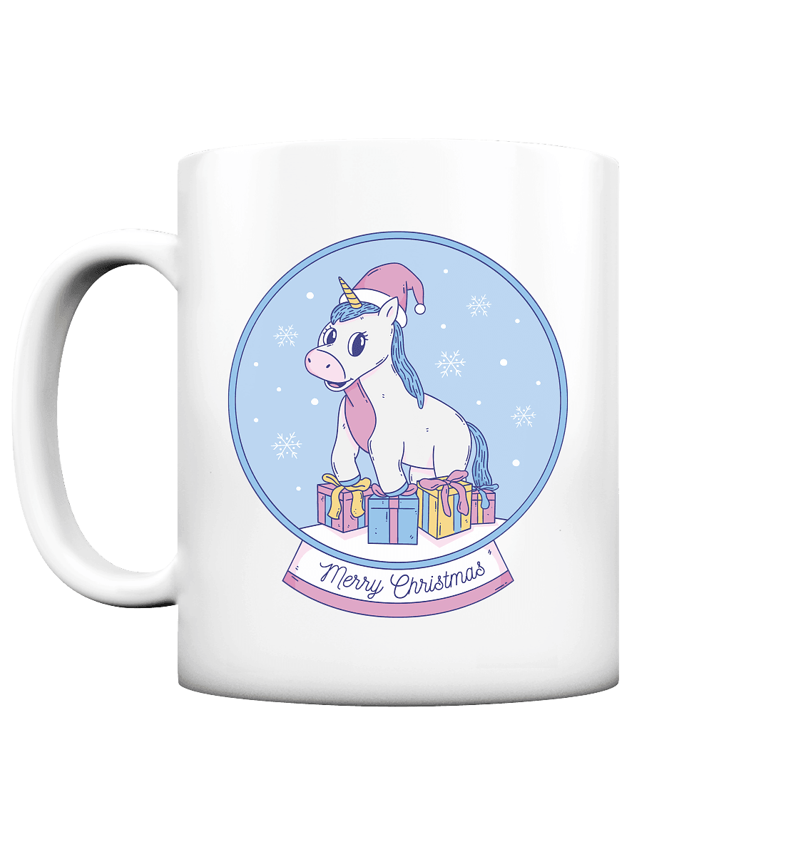 Weihnachten , Weihnachtskugel mit Einhorn , Unicorn Merry Christmas - Tasse matt - Online Kaufhaus München