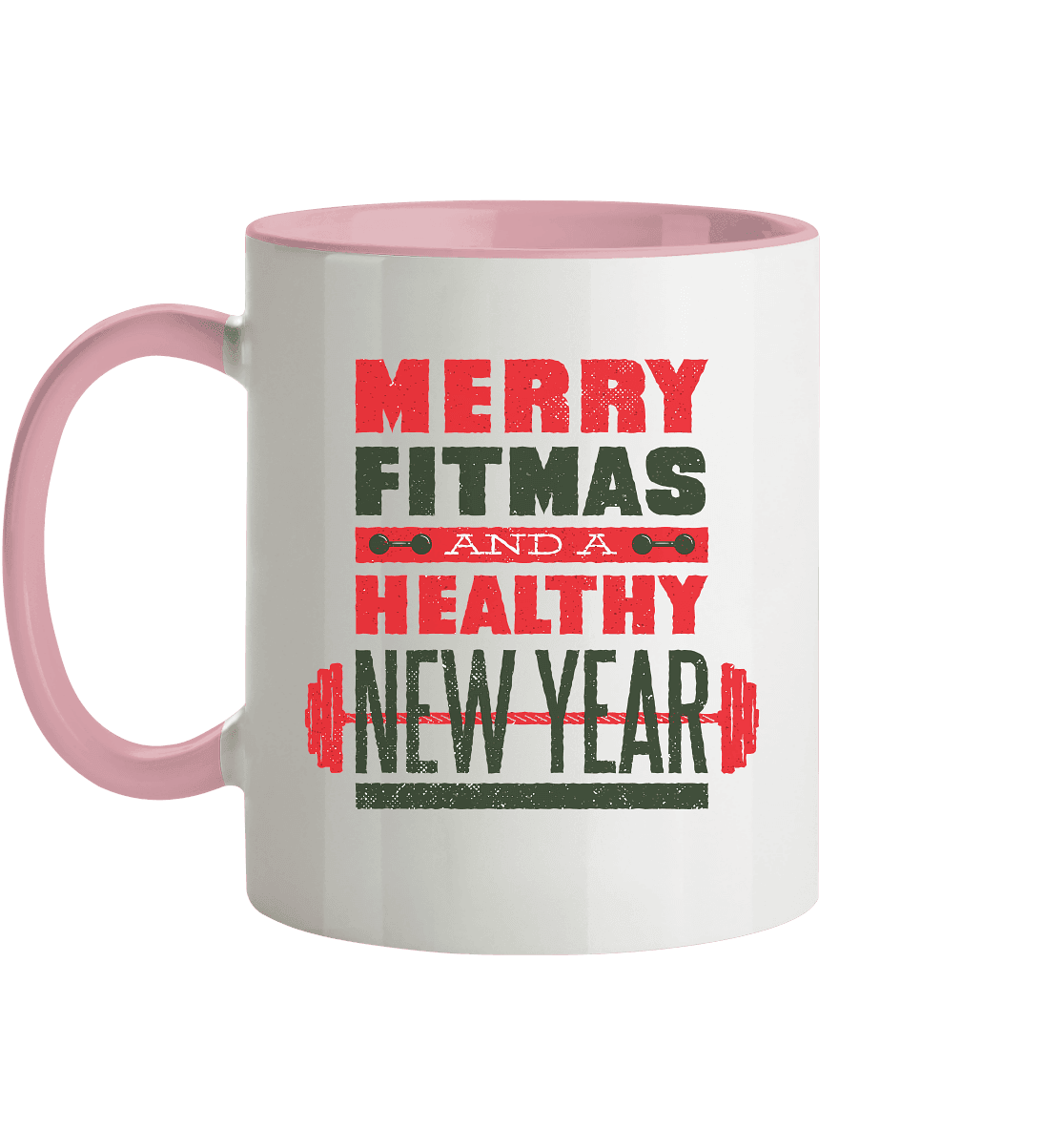 Weihnachtliches Design, Gym, Merry Fitmas and a Healthy New Year - Tasse zweifarbig - Online Kaufhaus München