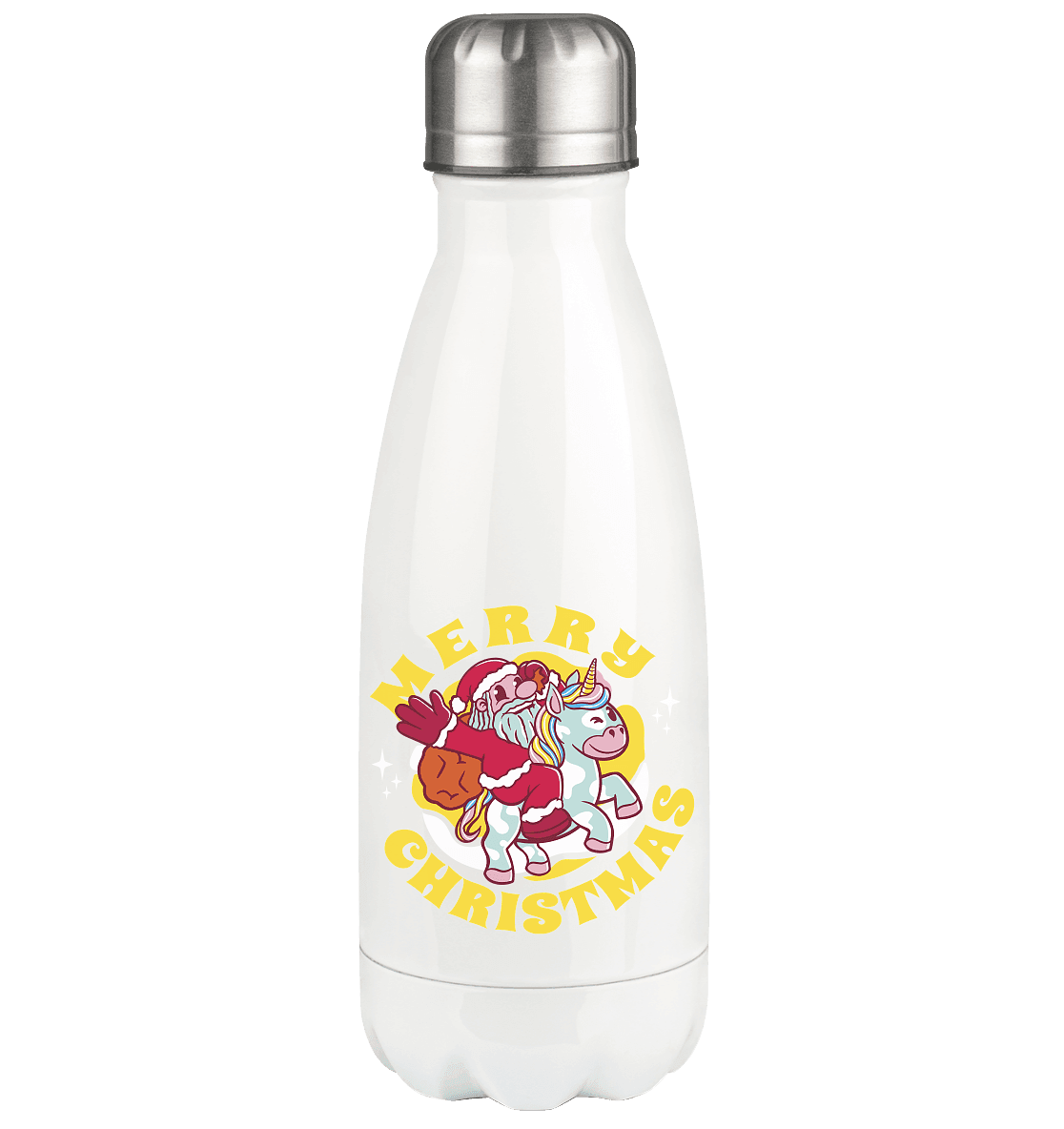Nikolaus auf Einhorn reitend , Santa Claus Unicorn ,Merry Christmas - Thermoflasche 350ml - Online Kaufhaus München