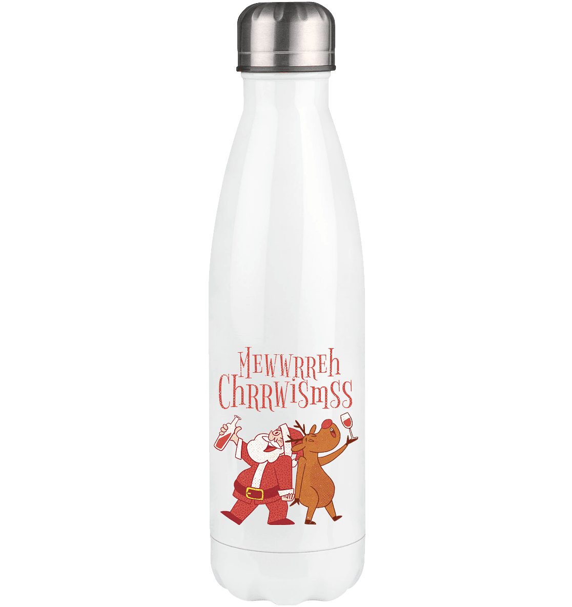 Betrunkerner Nikolaus mit Rentier - Thermoflasche 500ml - Online Kaufhaus München