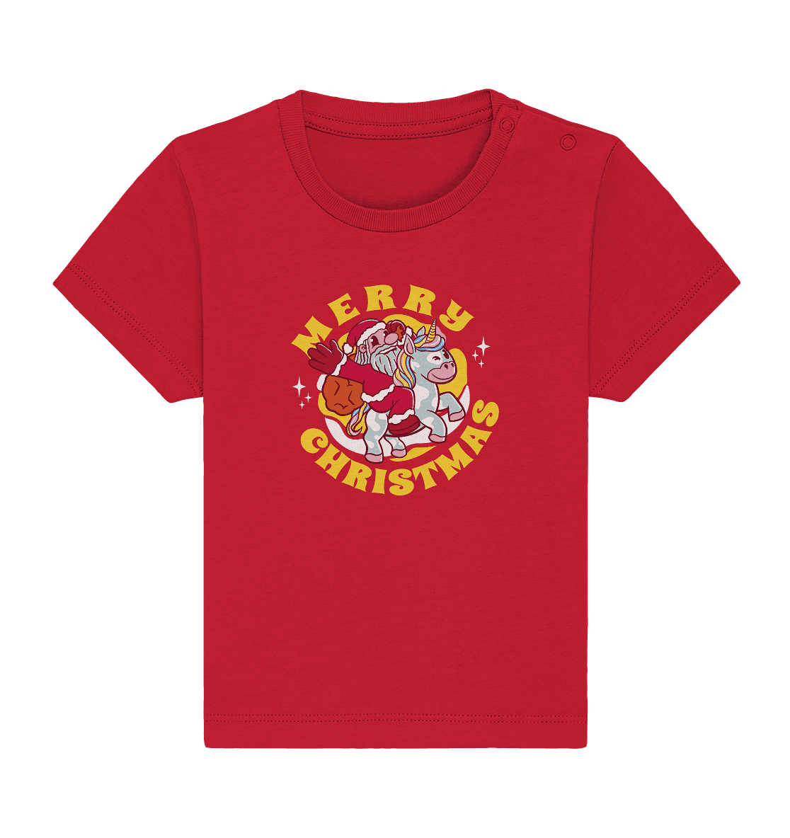 Reitender Nikolaus,Merry Christmas, Frohe Weihnachten - Baby Organic Shirt - Online Kaufhaus München