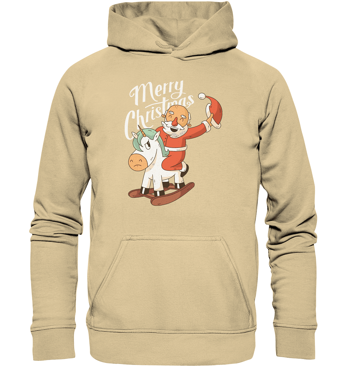 Weihnachten Nikolaus am Schaukelpferd Merry Christmas - Basic Unisex Hoodie - Online Kaufhaus München