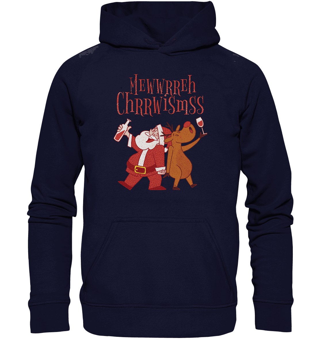Betrunkerner Nikolaus mit Rentier - Basic Unisex Hoodie XL - Online Kaufhaus München