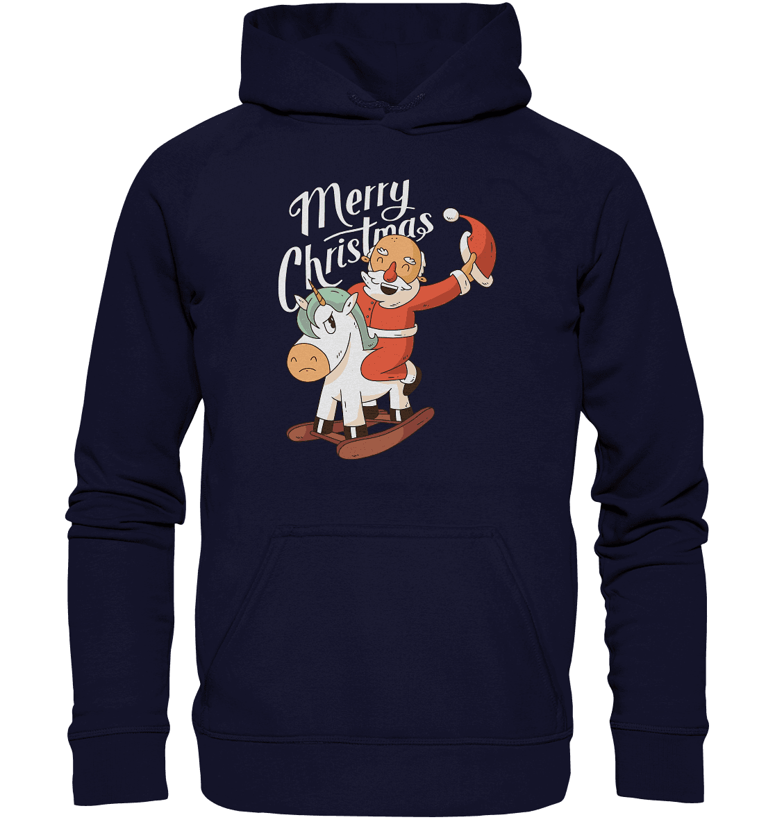 Weihnachten Nikolaus am Schaukelpferd Merry Christmas - Basic Unisex Hoodie XL - Online Kaufhaus München