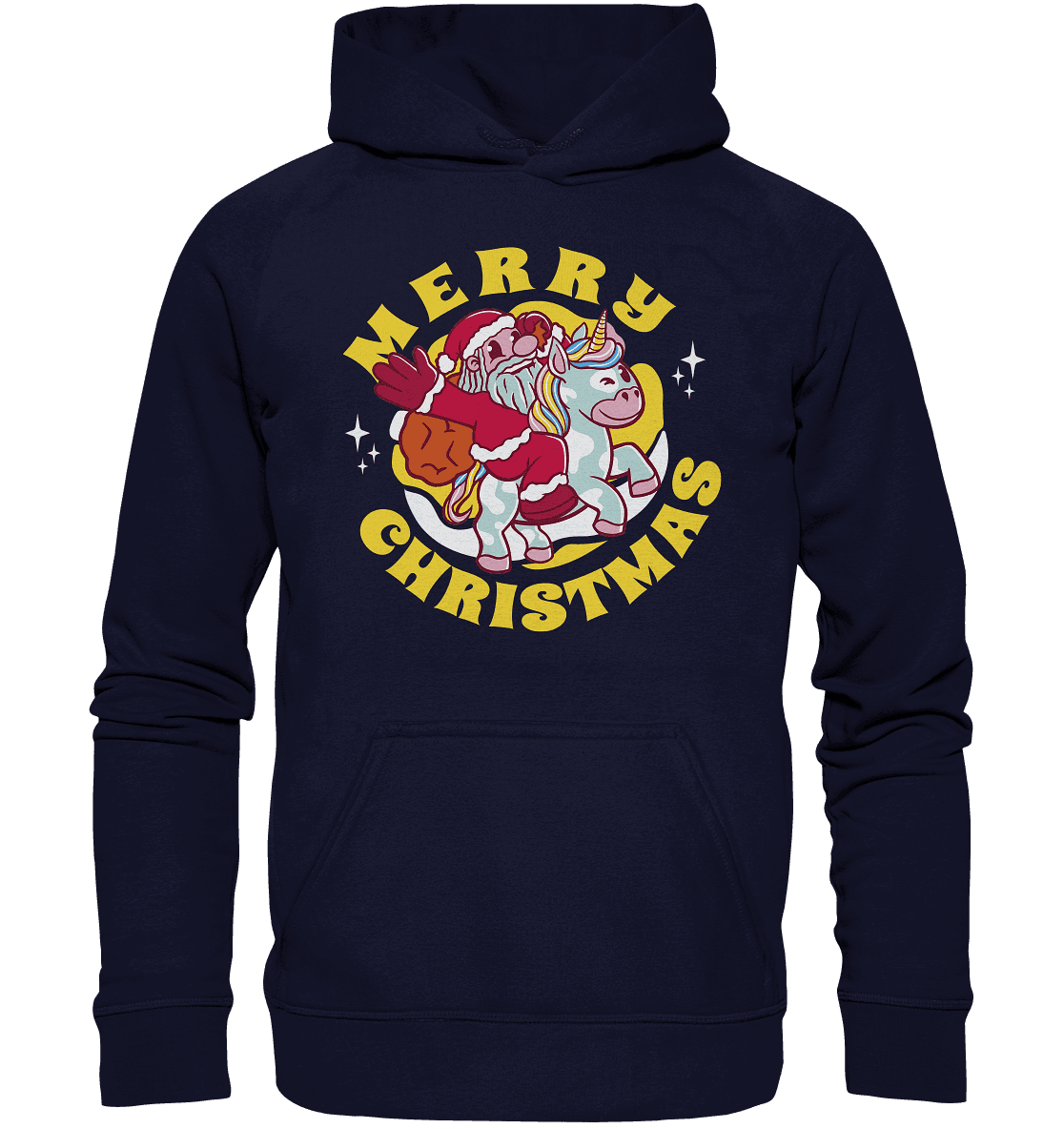 Nikolaus auf Einhorn reitend , Santa Claus Unicorn ,Merry Christmas - Basic Unisex Hoodie XL - Online Kaufhaus München