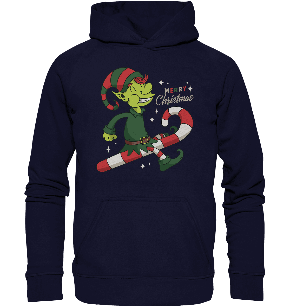 Weihnacht Design Netter Weihnachtself mit Zuckerstange Merry Christmas - Basic Unisex Hoodie XL - Online Kaufhaus München