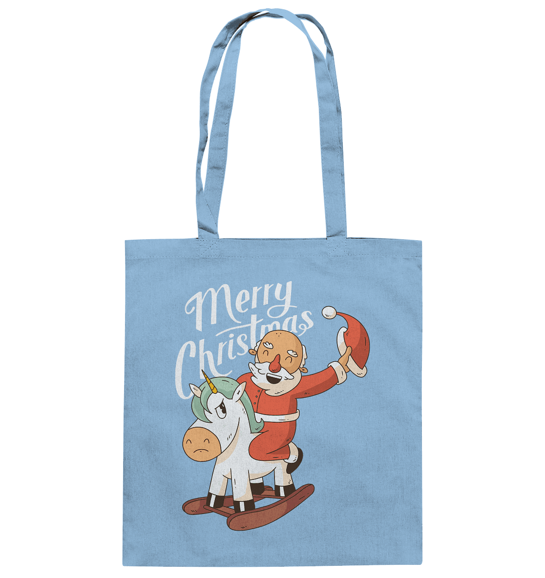 Weihnachten Nikolaus am Schaukelpferd Merry Christmas - Baumwolltasche - Online Kaufhaus München