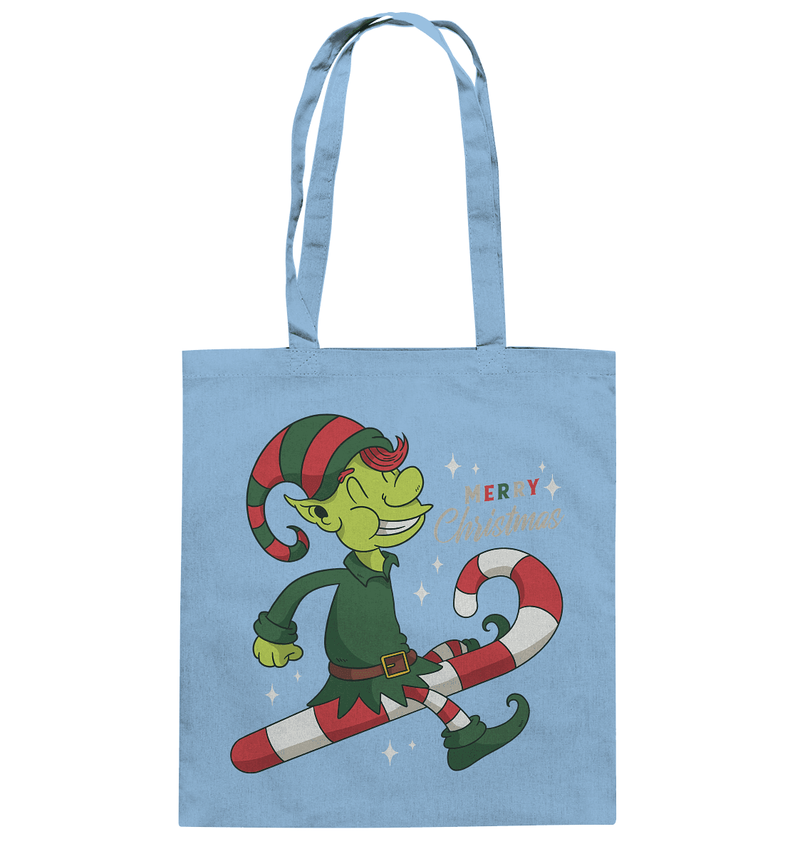 Weihnacht Design Netter Weihnachtself mit Zuckerstange Merry Christmas - Baumwolltasche - Online Kaufhaus München