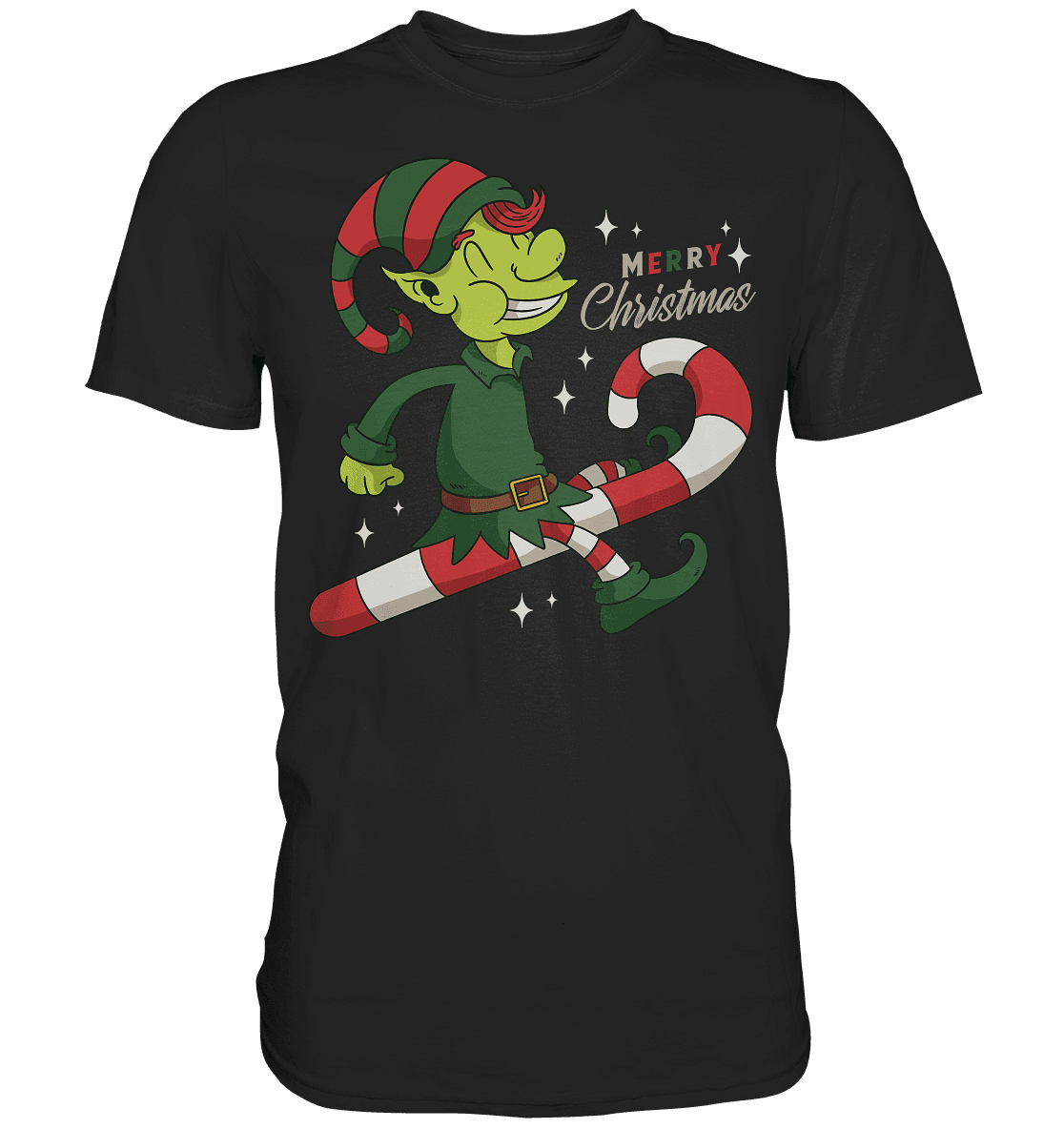 Weihnacht Design Netter Weihnachtself mit Zuckerstange Merry Christmas - Classic Shirt - Online Kaufhaus München