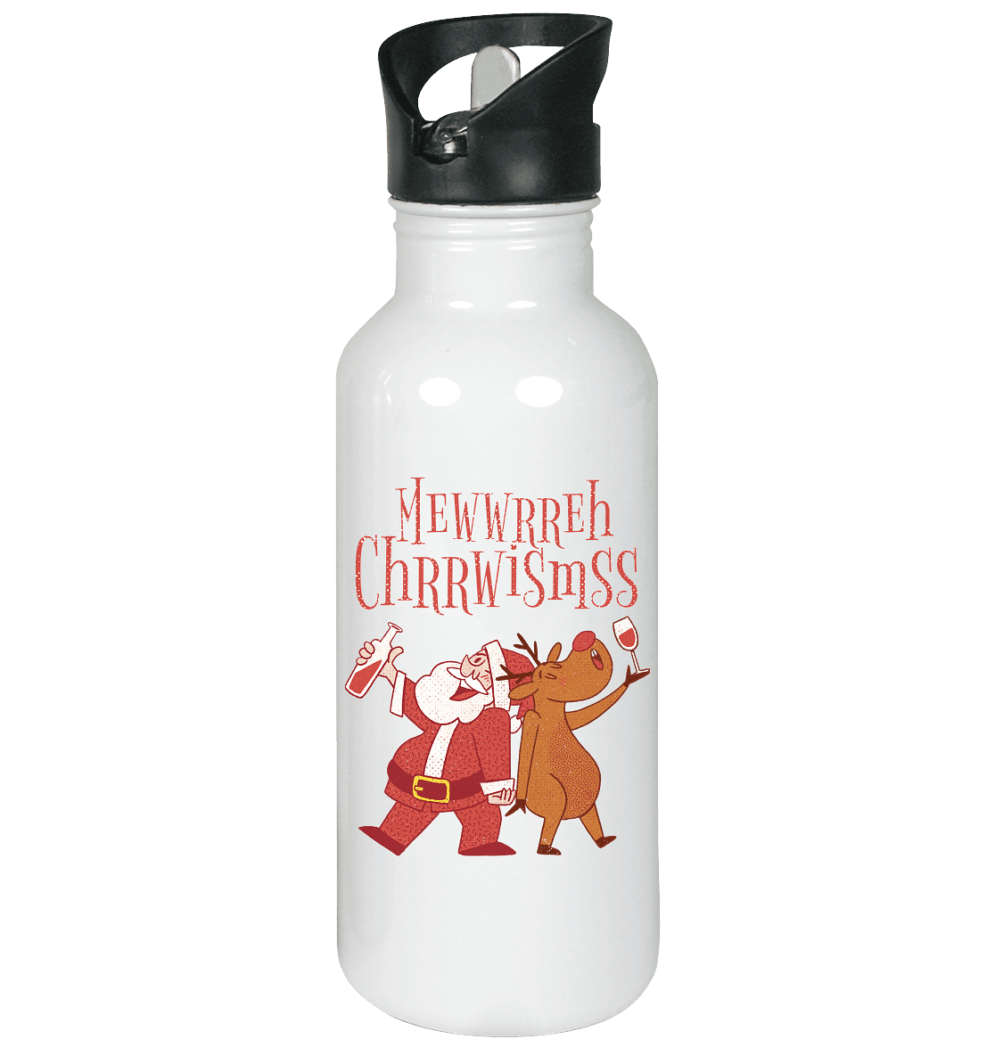 Betrunkerner Nikolaus mit Rentier - Edelstahl-Trinkflasche - Online Kaufhaus München