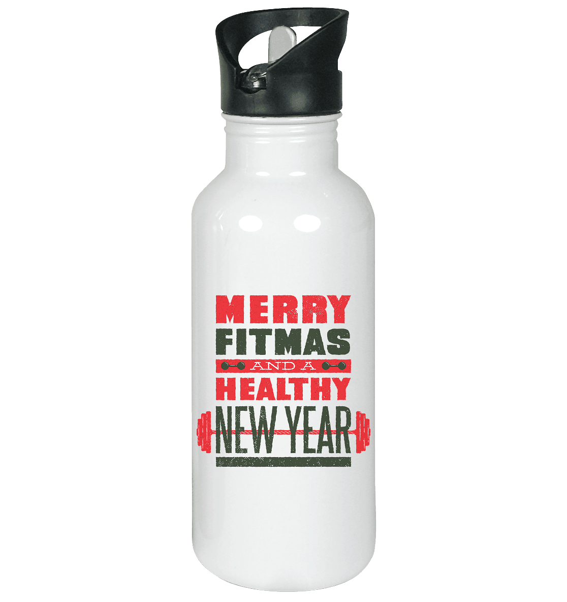 Weihnachtliches Design, Gym, Merry Fitmas and a Healthy New Year - Edelstahl-Trinkflasche - Online Kaufhaus München