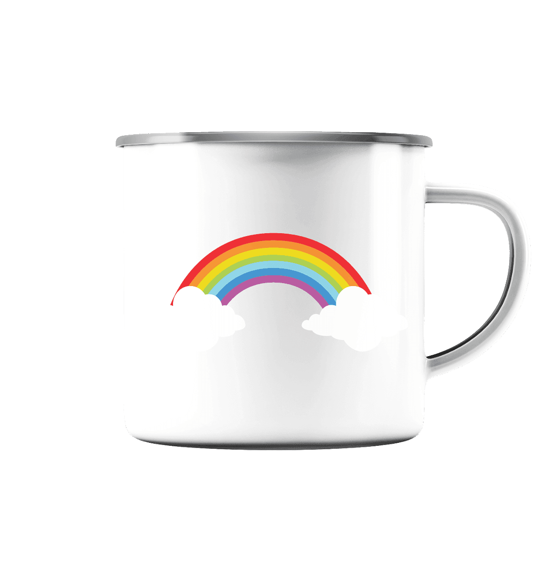 Regenbogen mit Wolken - Emaille Tasse - Online Kaufhaus München
