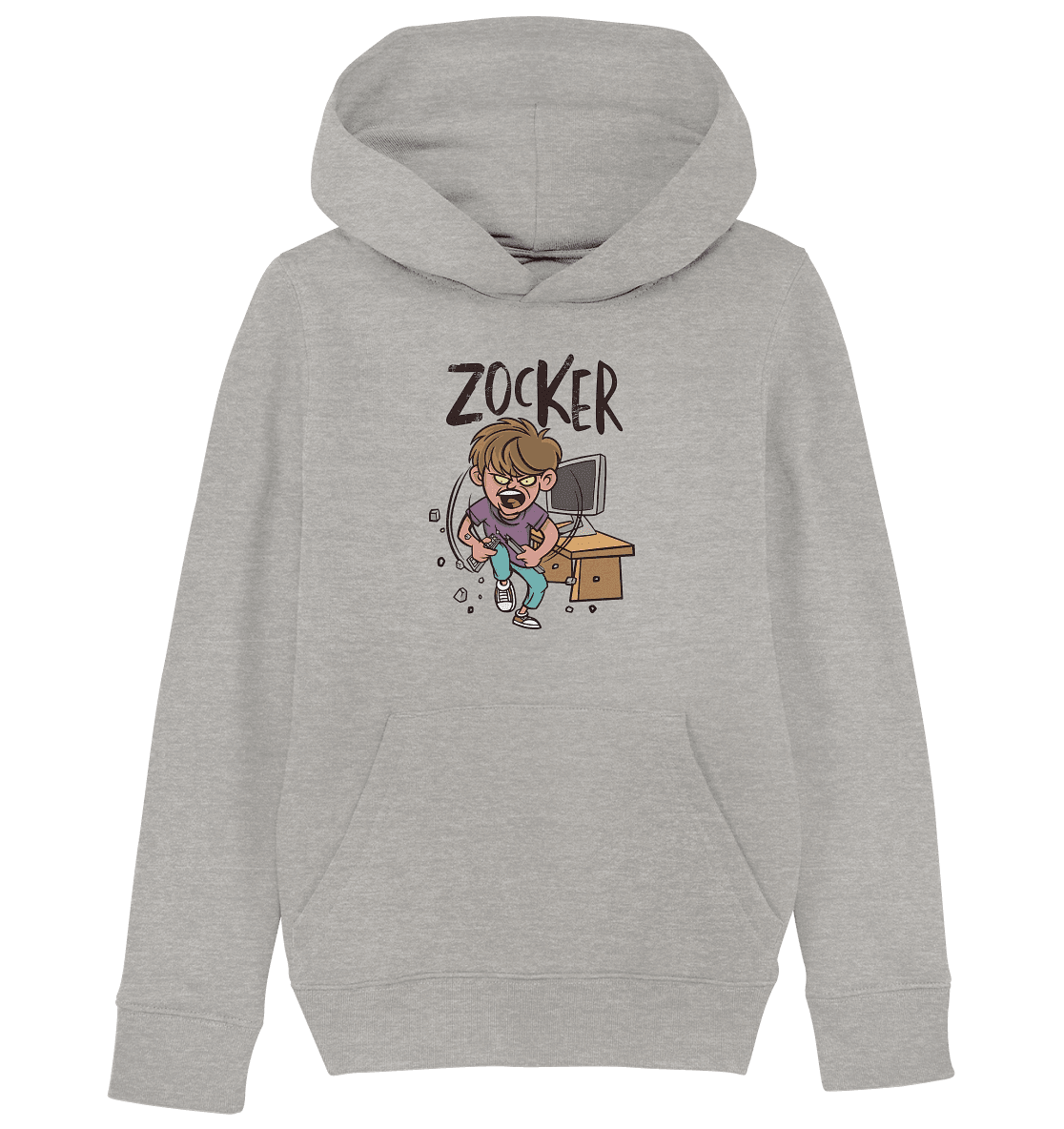 Zorniger Zocker zerbricht die Tastatur - Kids Organic Hoodie - Online Kaufhaus München