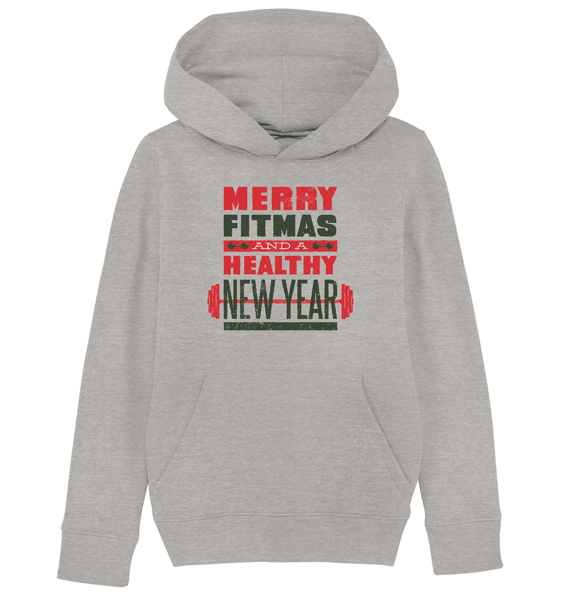 Weihnachtliches Design, Gym, Merry Fitmas and a Healthy New Year - Kids Organic Hoodie - Online Kaufhaus München