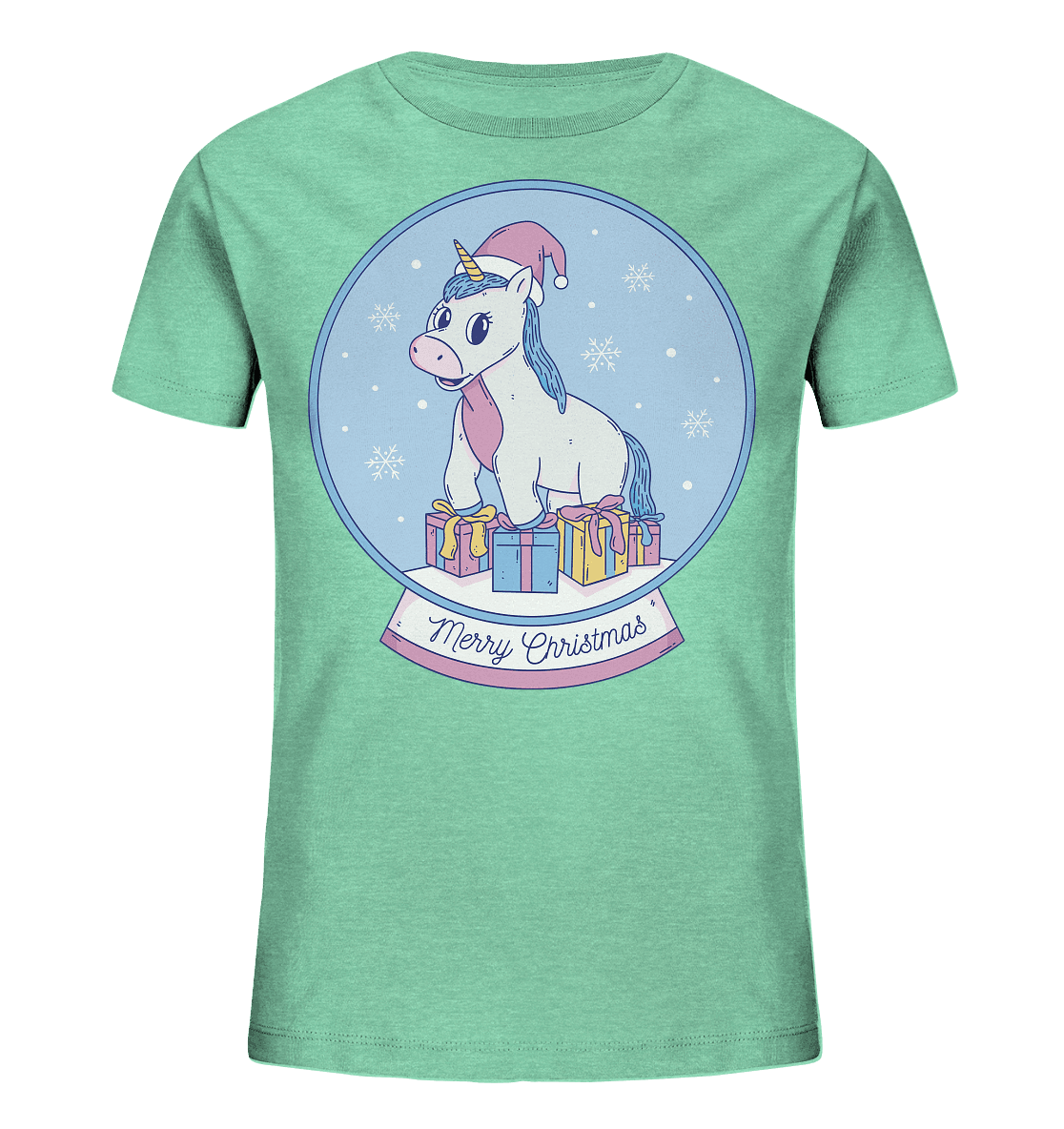 Weihnachten , Weihnachtskugel mit Einhorn , Unicorn Merry Christmas - Kids Organic Shirt - Online Kaufhaus München