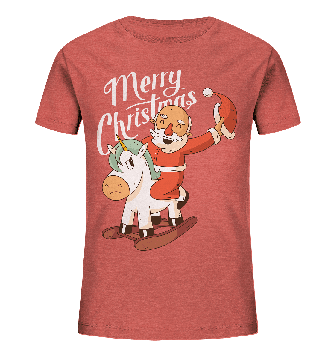 Weihnachten Nikolaus am Schaukelpferd Merry Christmas - Kids Organic Shirt - Online Kaufhaus München