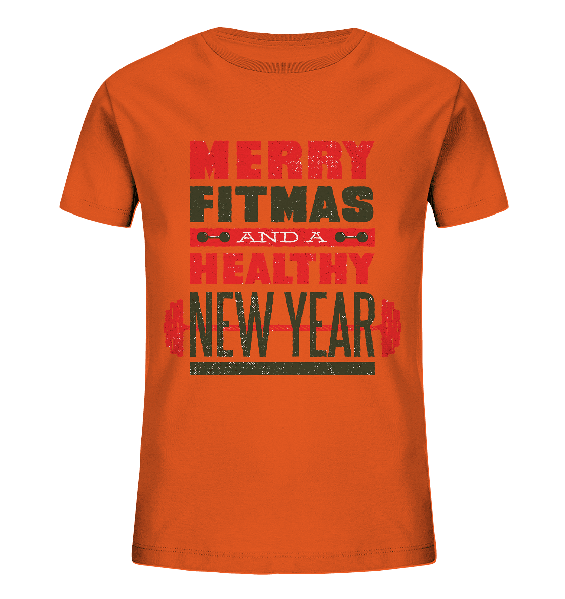 Weihnachtliches Design, Gym, Merry Fitmas and a Healthy New Year - Kids Organic Shirt - Online Kaufhaus München