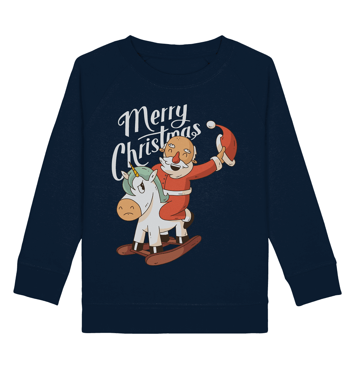 Weihnachten Nikolaus am Schaukelpferd Merry Christmas - Kids Organic Sweatshirt - Online Kaufhaus München