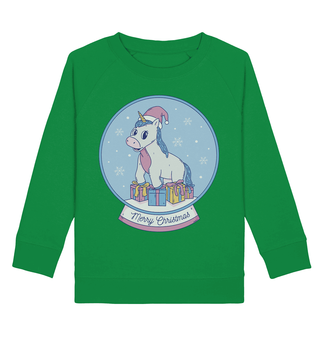 Weihnachten , Weihnachtskugel mit Einhorn , Unicorn Merry Christmas - Kids Organic Sweatshirt - Online Kaufhaus München