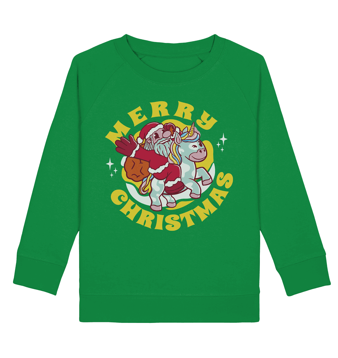 Nikolaus auf Einhorn reitend , Santa Claus Unicorn ,Merry Christmas - Kids Organic Sweatshirt - Online Kaufhaus München