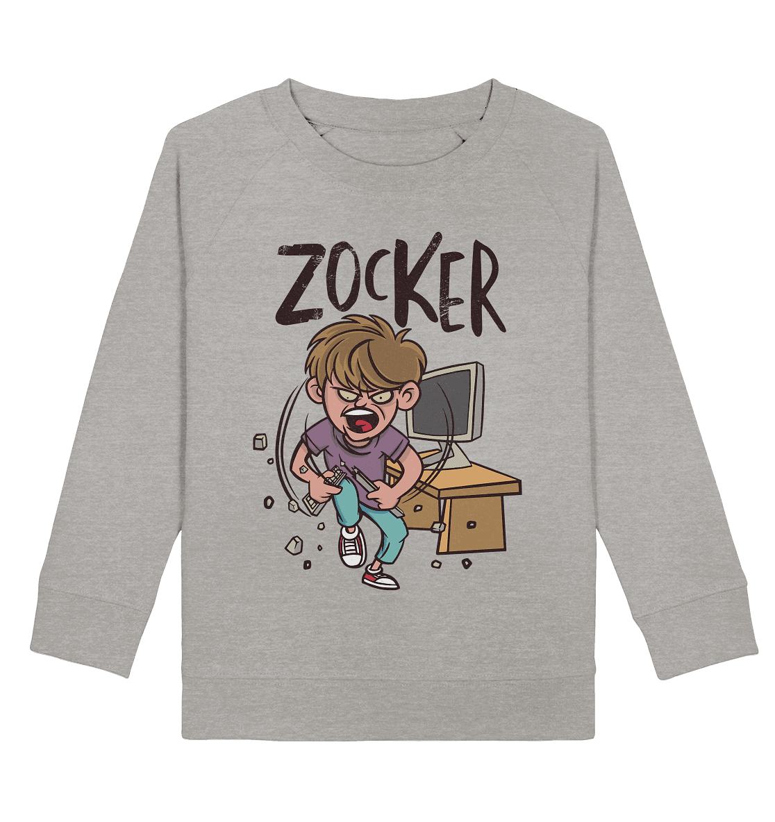 Zorniger Zocker zerbricht die Tastatur - Kids Organic Sweatshirt - Online Kaufhaus München