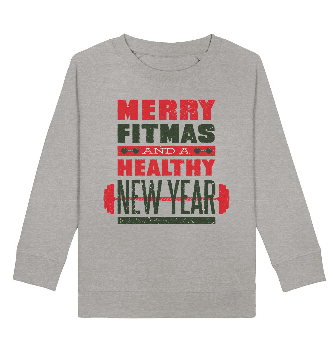 Weihnachtliches Design, Gym, Merry Fitmas and a Healthy New Year - Kids Organic Sweatshirt - Online Kaufhaus München