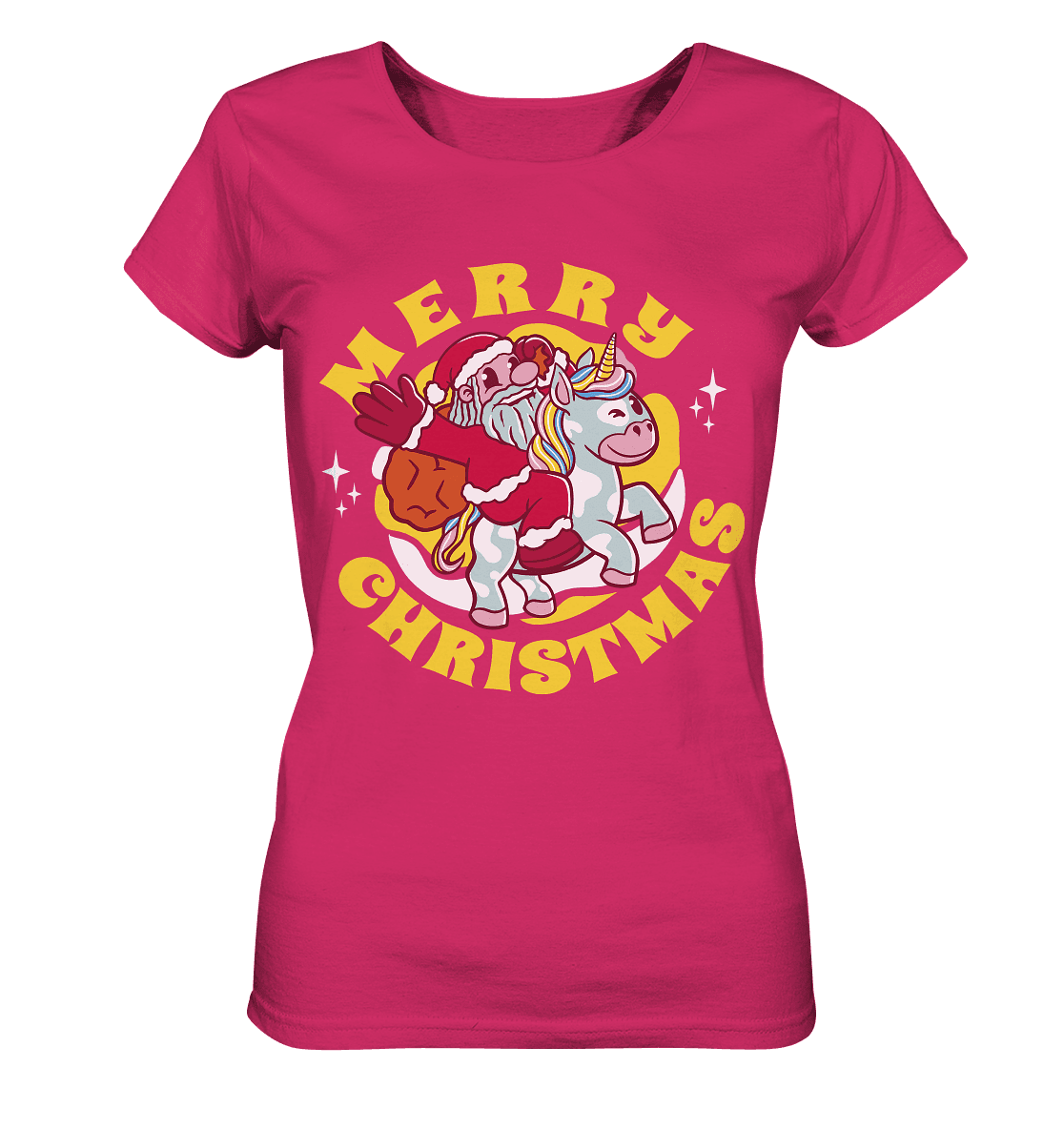 Nikolaus auf Einhorn reitend , Santa Claus Unicorn ,Merry Christmas - Ladies Organic Shirt - Online Kaufhaus München
