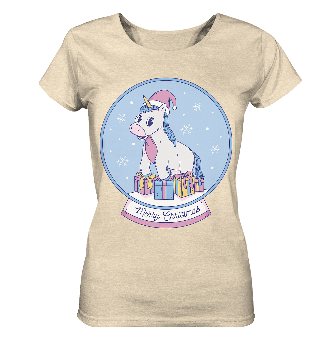 Weihnachten , Weihnachtskugel mit Einhorn , Unicorn Merry Christmas - Ladies Organic Shirt - Online Kaufhaus München