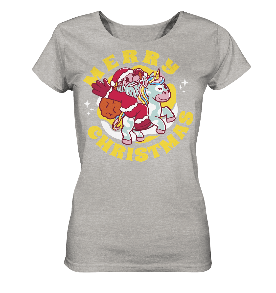 Nikolaus auf Einhorn reitend , Santa Claus Unicorn ,Merry Christmas - Ladies Organic Shirt (meliert) - Online Kaufhaus München
